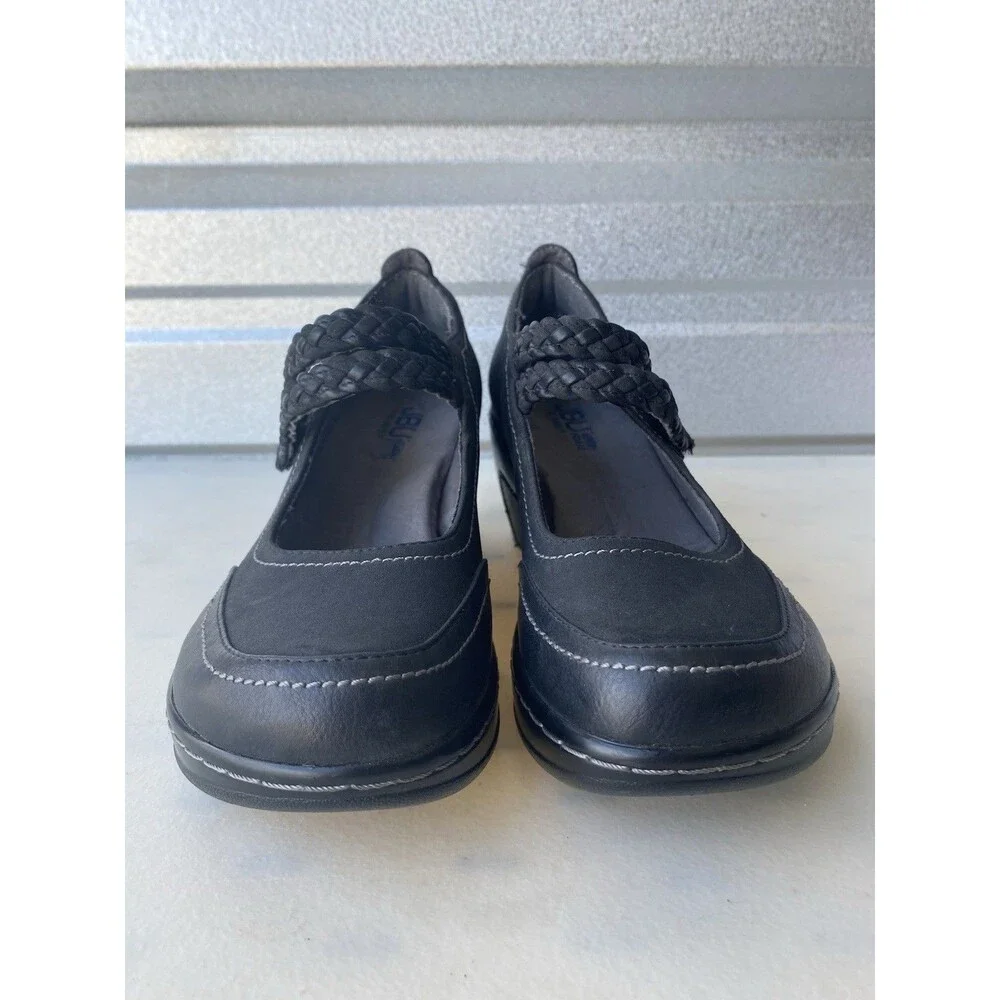 JBU by Jambu Emerald Women's Wedge Mary Jane Pumps Black Size 8M Braided Vegan